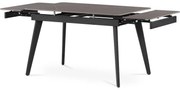 Jídelní stůl 120+30+30x80 cm, keramická deska šedý mramor, kov, černý matný lak
