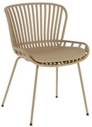 Béžová záhradná stolička s oceľovou konštrukciou Kave Home Surpik