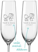 Svadobné poháre na sekt Zamilovaní novomanželia, 2 ks