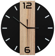 Tutumi Tutumi, okrúhle nástenné hodiny 35 cm kovové / drevené MC70901, čierna-hnedá, ZEG-08742