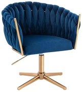 LuxuryForm DESIGN Kreslo NORDEN VELUR na zlatom kríži - modré