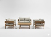 Garden Line Hliníkový nábytkový set „PODGORICA“ (pohovka + 2 kreslá + stôl) hnedá + béžové vankúše