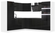 Kuchynská linka Belini Premium Full Version 480 cm čierny lesk s pracovnou doskou STACY