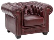 furniture-nabytek.cz - Chesterfield kreslo z pravej kože, červené – 100×90×72 cm