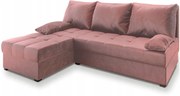 Ružová rozkladacia rohová pohovka ZENA, obojstranná
