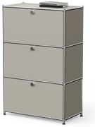Kovová komoda »CN3« s výklopnými priečinkami, svetlošedá