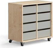 Študentská úložná skrinka CASPER, 8 zásuviek, breza, šedá