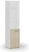Kombinovaná kancelárska skriňa PRIMO WHITE, dvere na 2 poschodia, 400 x 420 x 1781 mm, biela/dub prírodná
