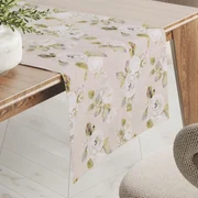 Biante Dekoračný behúň na stôl PML-059 Biele ruže s perokresbou na béžovom 20x120 cm