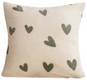 Mikroplyšová obliečka na vankúšik HEARTINO 45x45 cm, krémová