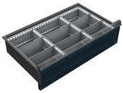 Organizér náradia do zásuvky dielenských vozíkov KOVOS, kovový, 9 priehradok, 150 - 240 mm