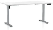 Výškovo nastaviteľný stôl OfficeTech B, 160 x 80 cm, sivá podnož, biela