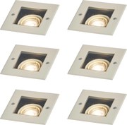 Sada 6 moderných béžových GU10 50mm nastaviteľných zemných reflektorov IP65 - Oneon
