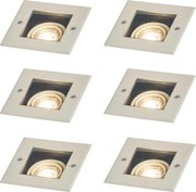 Sada 6 moderných béžových zemných bodových svetiel GU10 50 mm otočných a naklápacích IP65 - Oneon