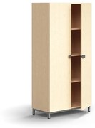 Skriňa QBUS, 3 police, na nožičkách, s madlom, 1636x800x420 mm, strieborná, breza