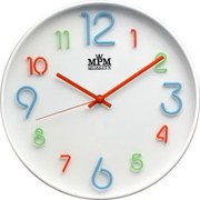 Tiché detské nástenné hodiny MPM E01.3459 – farebné číslice, Ø 30 cm