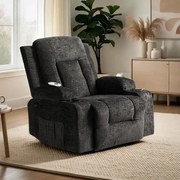 Polohovacie masážne kreslo Falcon čierna zamat