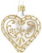 Bella Rose Sklenená vianočná ozdoba Srdce Biela Mat