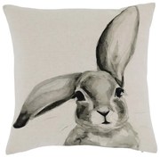 Béžová bavlnená ľanová obliečka na vankúš s králikom Rabbi - 45*45 cm