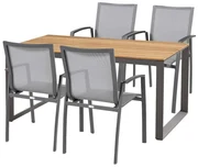 Heritage teak Torino stolová súprava antracitová 1+4