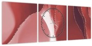 Obraz - Červená abstraktná kvetina N⁰3 (s hodinami) (90x30 cm)