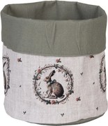 Bavlnený košík na pečivo so zajacom Natural Linen Easter - Ø 15*16 cm