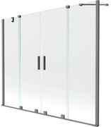 Mexen Velar Duo, posuvná 2-krídlová vaňová zástena 200x150 cm, 8mm číre sklo, grafitová, 896-200-000-02-95