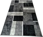 Sivý geometrický kockovaný obdĺžnikový koberec NEW IDEA 90311-0433 Rozmer: 60x110 cm