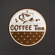 AMADEA Drevený podtácok okrúhly Káva text "Coffee Time", priemer 10,5 cm, český výrobok