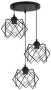 Závesné svietidlo Stella, 3x čierne drôtené tienidlo, O