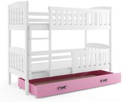 Poschodová posteľ KUBO 190x90 | biela - ružová