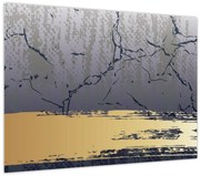 Obraz - Modrá a zlatá abstrakcia N⁰1 (70x50 cm)