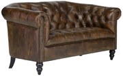 furniture-nabytek.cz - Masívna pohovka Chesterfield Shelford, 2-miestna, pravá koža, hnedá