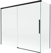 Mexen Rox, 2-krídlová posuvná vaňová zástena 180 + 80 x 150 cm, 8mm číre sklo, čierny matný profil, 8C9-180-080-70-00
