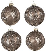 Sada 4ks červená vianočná sklenená ozdoba gule - Ø 8*8 cm