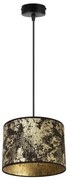 Závesné svietidlo Werona 2, 1x čierne/zlaté textilné tienidlo, (fi 20cm), g