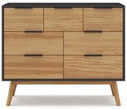 Čierna/prírodná nízka komoda z borovicového dreva 120x83 cm Lavis – Marckeric