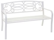 Záhradná lavička HWC-F44, 2-miestna oceľ s práškovým nástrekom - biela