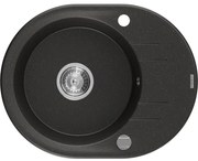 Mexen Kevin, granitový drez 586x458x190 mm, 1-komorový, čierna - zlatá metalíza, 6517581005-75