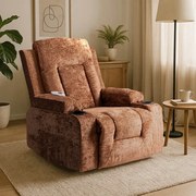 Polohovacie masážne kreslo Falcon hnedá zamat