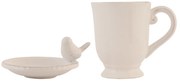 Keramický hrnček s mištičkou Bird - Ø 9 * 4/12 * 8 * 11 cm / 0.3 L