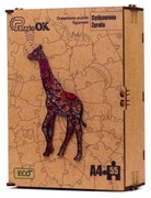 017334 3D drevené puzzle handmade - Žirafa A4
