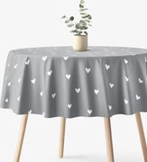Goldea okrúhly obrus 100% bavlnené plátno - srdiečka na sivom Ø 100 cm