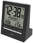 Rádiom riadený budík JVD RB9299.2 čierny s LED podsvietením a teplomerom