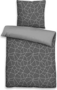 Obliečky Hugo 140x200 cm, renforcé sivé geometrické%