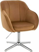 LuxuryForm DESIGN Stolička AVOLA VELUR na striebornom kríži - medová