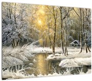 Obraz - Chalúpka v lese, olejomaľba (70x50 cm)