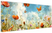 Obraz - Motýle na letnej lúke (120x50 cm)