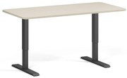 Výškovo nastaviteľný stôl, 160x80 cm, 2 motory, zaoblené rohy, čierna podnož, breza