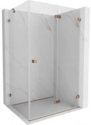 Mexen Lunar-F, 1-krídlový sprchový kút so skladacími dverami, pravý, 95 x 80 cm, 8mm číre sklo, ružové zlato profil, 836-095-080-60-00-P